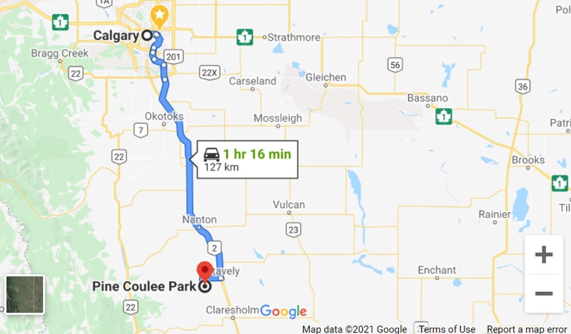 Pine Coulee Reservoir Directions