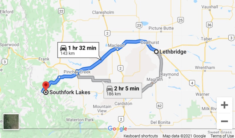 Barnaby and Southfork Lakes Directions